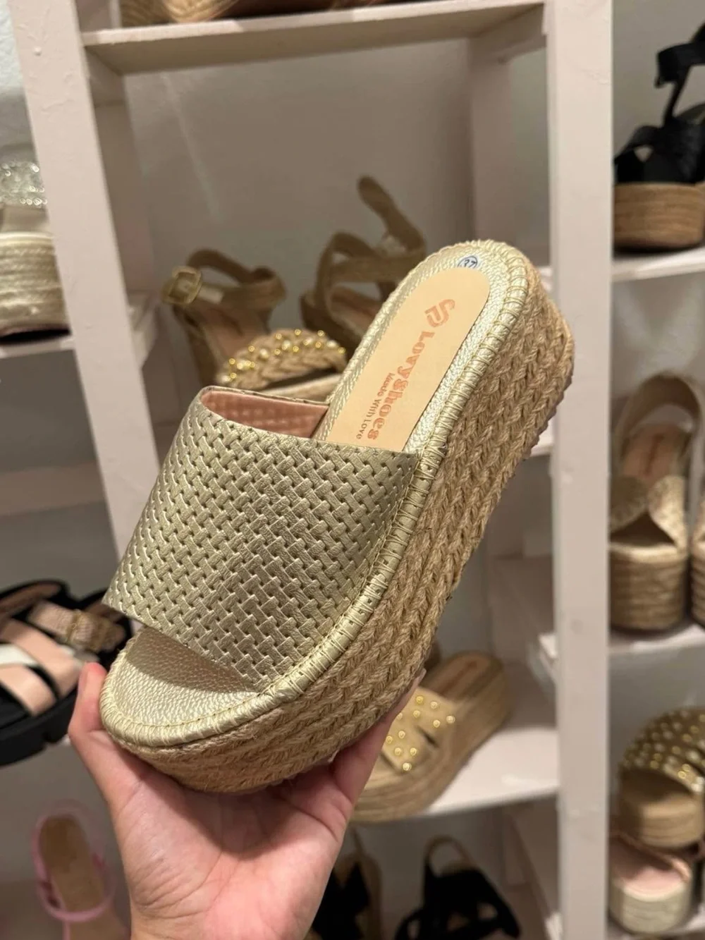 Luxury Handmade Colombian Gold Platform Sandals | Woven Espadrille Wedges